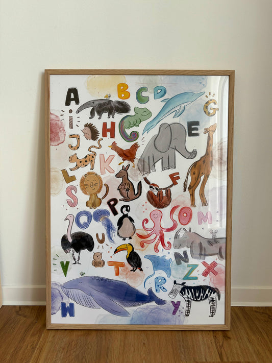 Kinderposter Deutsches Alphabet mit Tieren